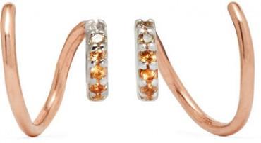 Maria Black - Lila Rose Twirl 14-karat Rose Gold, Diamond And Sapphire Earrings