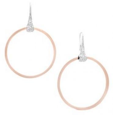 Final Call Diamond, 14K White & Rose Gold Hoop Earrings- 1.85in