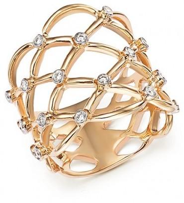 Diamond Wide Statement Ring in 14K Yellow Gold, .20 ct. t.w - 100% Exclusive