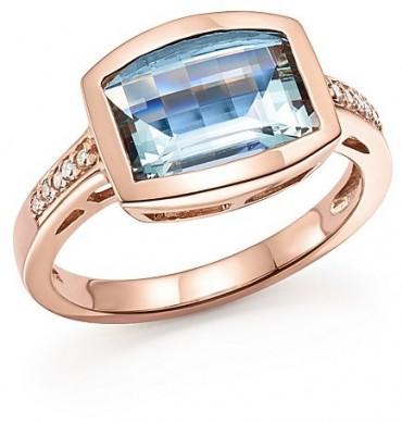 Aquamarine and Diamond Statement Ring in 14K Rose Gold - 100% Exclusive